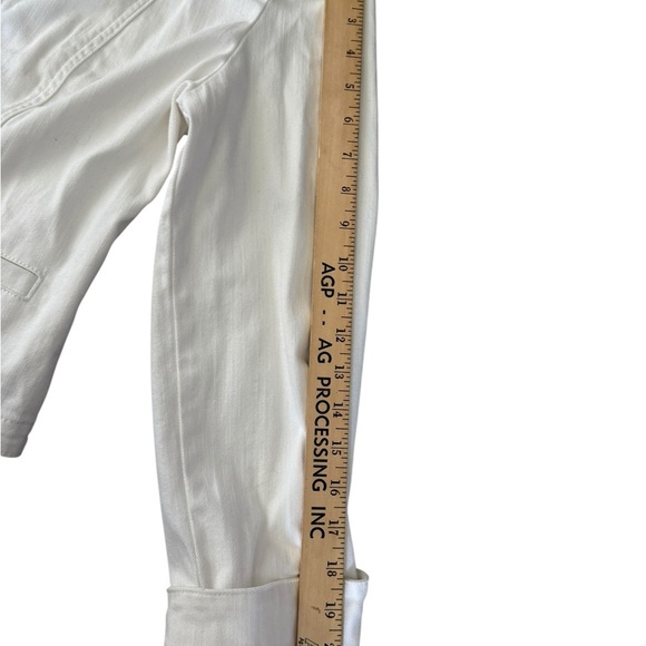 Chico’s Platinum White Embellished Jacket Sz 1 (M) Pearl & Rhinestone Trim M6 - Picture 7 of 10